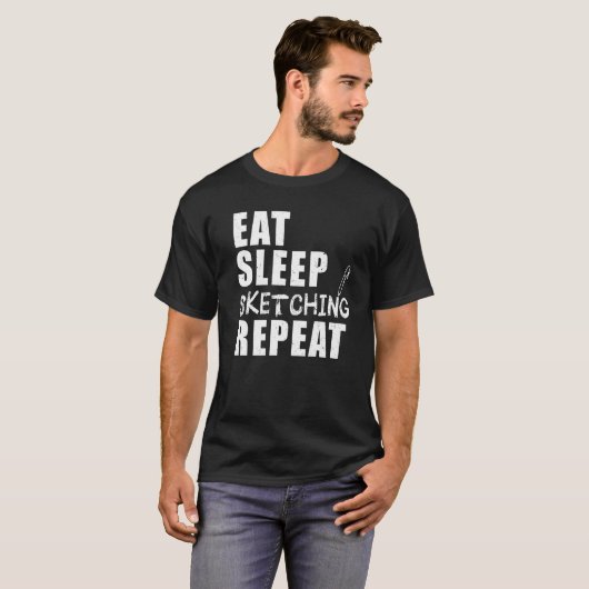 食べSleep Sketching Repeat Draftsman Technical Arc Tシャツ (正面フル)