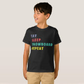 食べSleep Snowboard Repeatカラフル Kids Tシャツ (正面フル)