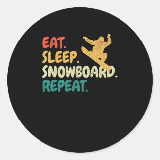 食べSLEEP SNOWBOARD REPEAT SNOWBOARDERおもしろい SNOW ラウンドシール