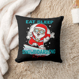 食べSleep Snowboarding Repeat Christmasパーティー クール クッション