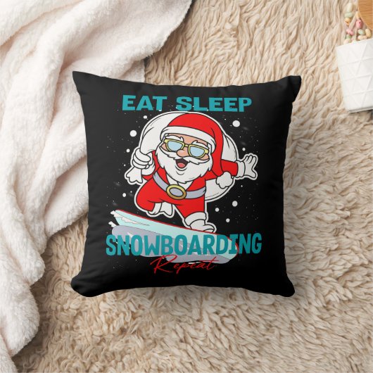 食べSleep Snowboarding Repeat Christmasパーティー クール クッション (ブランケット)