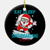 食べSleep Snowboarding Repeat Christmasパーティー クール セラミックオーナメント (裏面)
