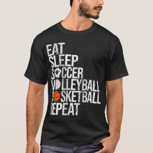 食べSleep Soccer Volleball Basketball Repeat Tシャツ