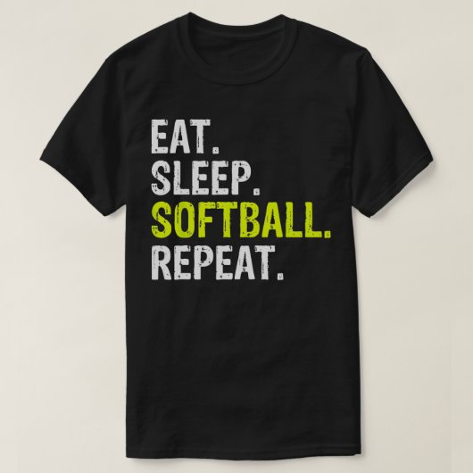 食べSleep Softball Repeatスポーツギフト Tシャツ (デザイン正面)