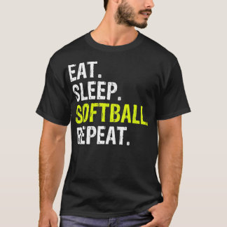 食べSleep Softball Repeatスポーツギフト Tシャツ