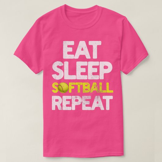 食べSleep Softball Repeat Softball Player Co Tシャツ (デザイン正面)