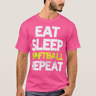 食べSleep Softball Repeat Softball Player Co Tシャツ