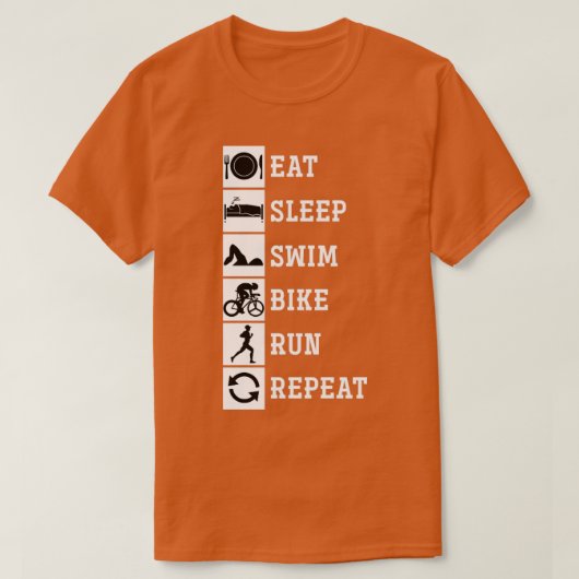 食べSleep Swim Bike 走 Repeat Triathlate Tシャツ (デザイン正面)
