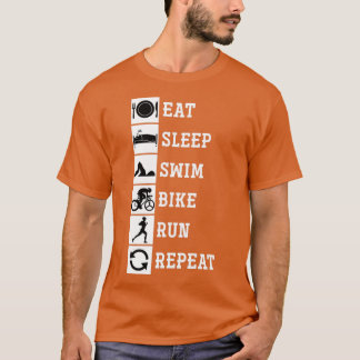 食べSleep Swim Bike 走 Repeat Triathlate Tシャツ