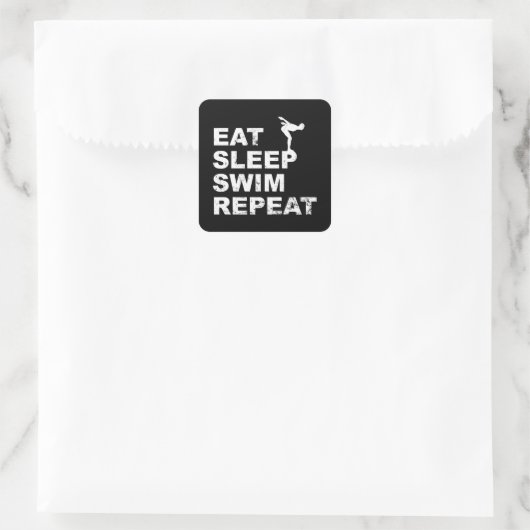 食べSleep Swim Repeat -泳ぐ人用のおもしろい引用文 スクエアシール (バッグ)