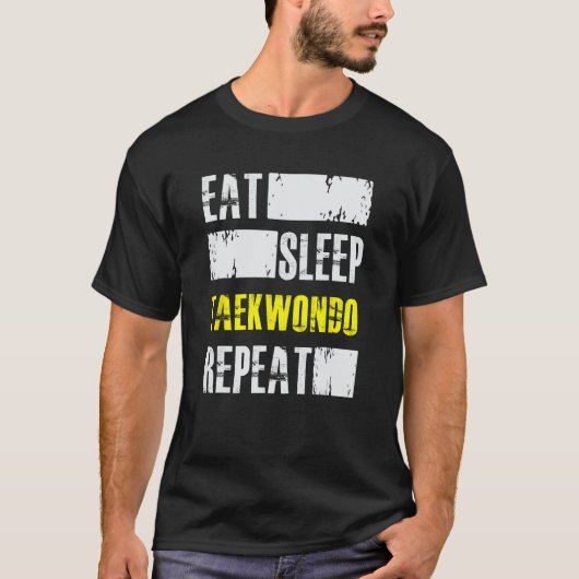 食べSleep Taekwondo Repeatおもしろい - TKD武術Art Tシャツ (正面)