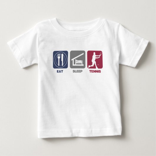 食べSleep Tennis - Guy 1 ベビーTシャツ (正面)