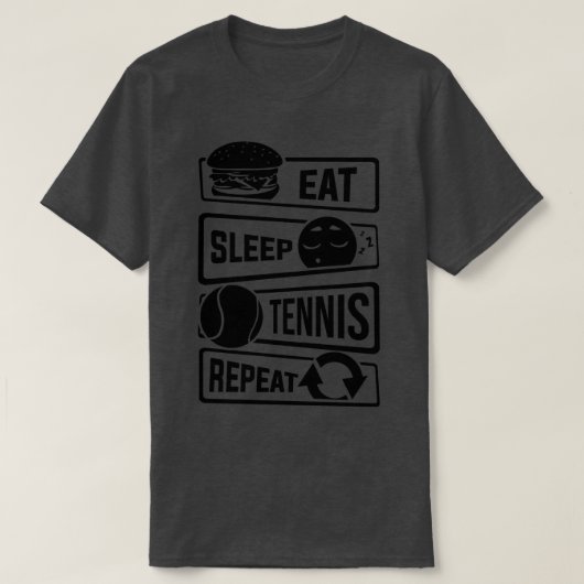 食べSleep Tennis Repeat Racquets Ball Sports (2) Tシャツ (デザイン正面)