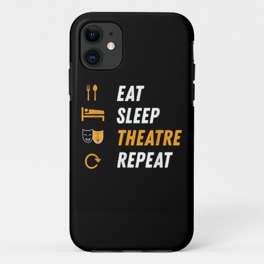 食べSleep Theater Repeat -おもしろいミュージカルグラフィック Case-Mate iPhoneケース (裏面)