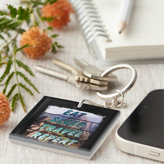 食べSleep Travel Repeat - Machu Picchu，ペルー キーホルダー (正面右)