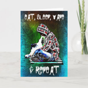 食べSleep, Vapeとハッピーバースデーカードを持つ カード