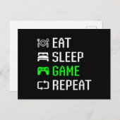 食べSleep Video Game繰り返しゲーマーおもしろいゲーム ポストカード (正面/裏面)