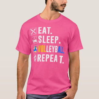 食べSleep Volleyball Repeatおもしろい Volleyball Playe Tシャツ