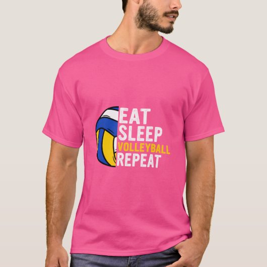 食べSleep Volleyball Repeatおもしろい Volleyball Playe Tシャツ (正面)