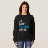 食べSleep Volleyball Repeatおもしろい, Volleyball Tee スウェットシャツ (正面フル)