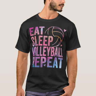 食べSleep Volleyball Repeatカラフル10代の wow Tシャツ