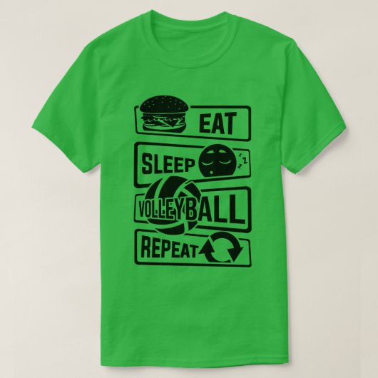食べSleep Volleyball Repeat Ball Sports Team (1) Tシャツ (デザイン正面)