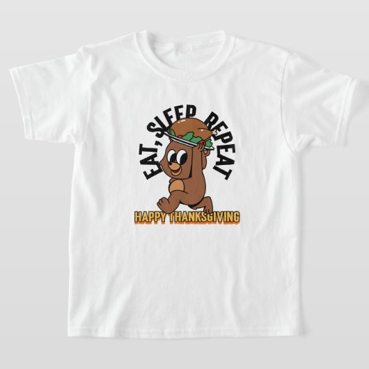 食べTシャツのHappy Thanksgiving Kids Tシャツ (レイダウン)