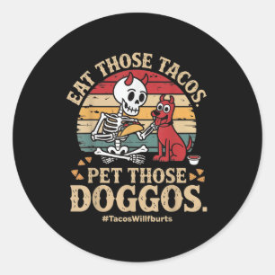 食べThe Tacos Pet These Dogos Family Graphic Te ラウンドシール