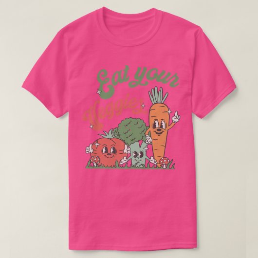 食べVeggiesレトロ90sスタイル野菜おもしろいV Tシャツ (デザイン正面)