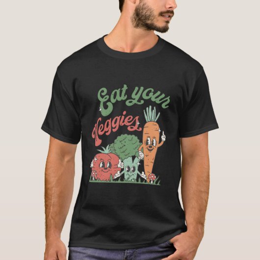 食べVeggies農家市場ビーガンベジタリアンV Tシャツ (正面)