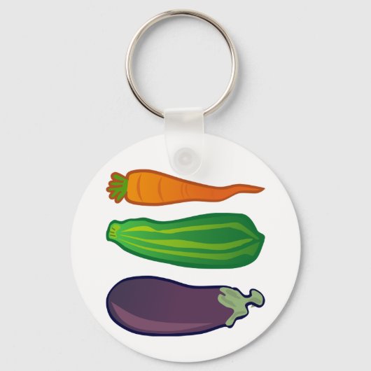 食べVeggies Carrot Zuchini Egpplant Keychain キーホルダー (正面)