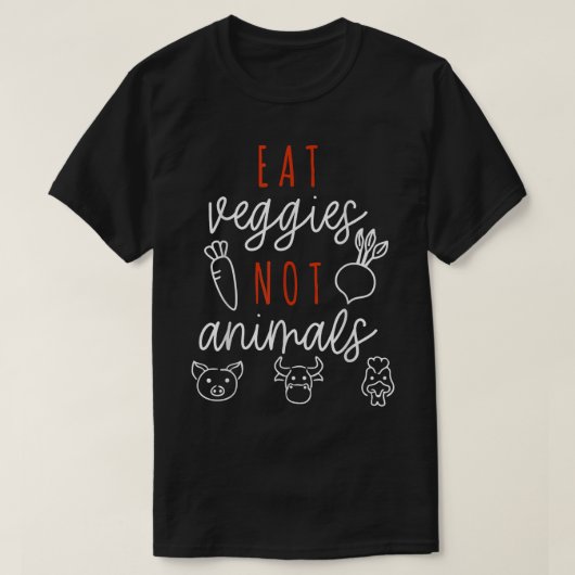 食べVeggies Not Animalsビーガンベジタリアン動物F Tシャツ (デザイン正面)
