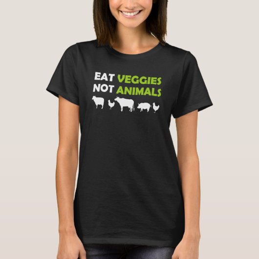 食べVeggies Not Animalsビーガン Tシャツ (正面)
