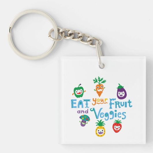 食べVeggies, Veggies, Cute Graphic キーホルダー (正面)