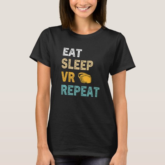 食べVRリピートGamer Virtual Reality VR Deve Tシャツ (正面)
