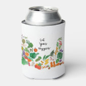 食べYour Veggies (野菜イラストレーションビーガン) 缶クーラー (缶正面)