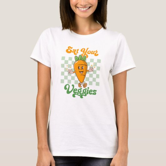 食べYour Veggies Cuteレトロ Tシャツ (正面)
