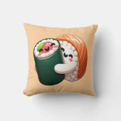 食を愛する人ににこにこしている寿司ハグアート クッション (正面)