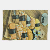 食を愛する人への寿司の贈り物 キッチンタオル (横)