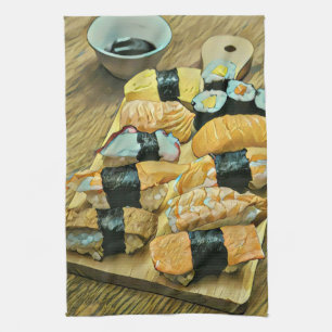 食を愛する人への寿司の贈り物 キッチンタオル