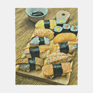 食を愛する人への寿司の贈り物 フリースブランケット