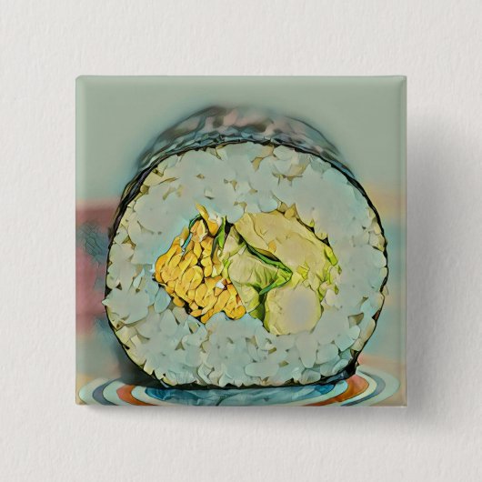 食を愛する人への寿司の贈り物 缶バッジ (正面)