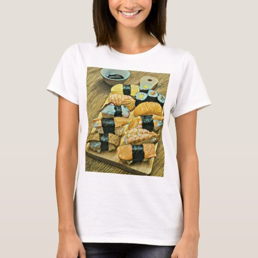 食を愛する人への寿司の贈り物 Tシャツ (正面)