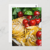 食イタリアンべパスタトマトバジル葉書 ポストカード (正面/裏面)