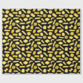 食イタリアンべパスタ形状パターン(の模様が)ある誕生日 ラッピングペーパー (フラット)