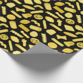 食イタリアンべパスタ形状パターン(の模様が)ある誕生日 ラッピングペーパー (角)