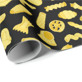 食イタリアンべパスタ形状パターン(の模様が)ある誕生日 ラッピングペーパー (ロールコーナー)