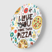 食イタリアンべ物、ピザ大好きレタリング。 ラージ壁時計 (傾斜)