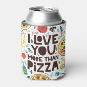 食イタリアンべ物、ピザ大好きレタリング。 缶クーラー (缶正面)