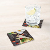 食イタリアン品のパーソナライズ文字 スクエアペーパーコースター (インサイチュ)